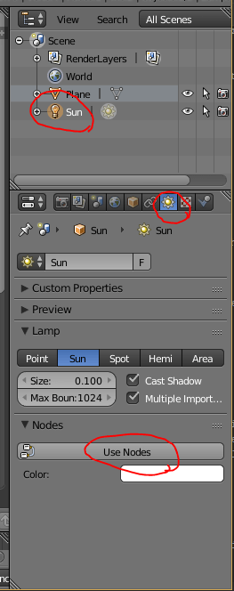 Enable nodes for sun lamp